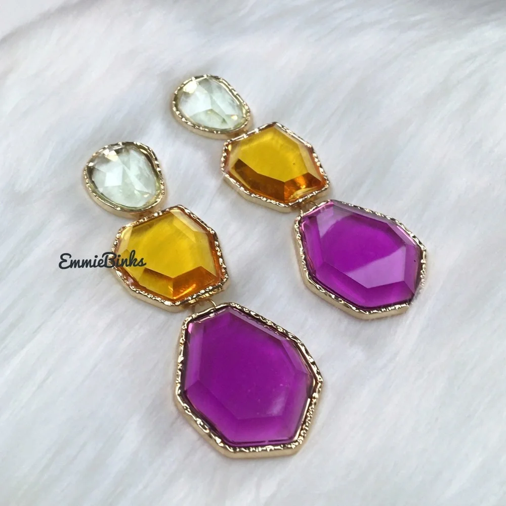 NWOT Zara Resin Geometric Drop Dangle Earrings - Picture 5 of 12